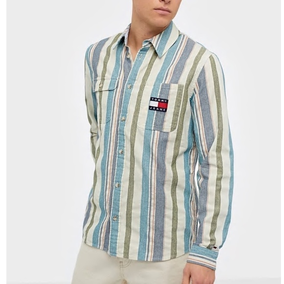 NWOT TOMMY JEANS COTTON STRIPE SHIRT - S - Picture 4 of 13